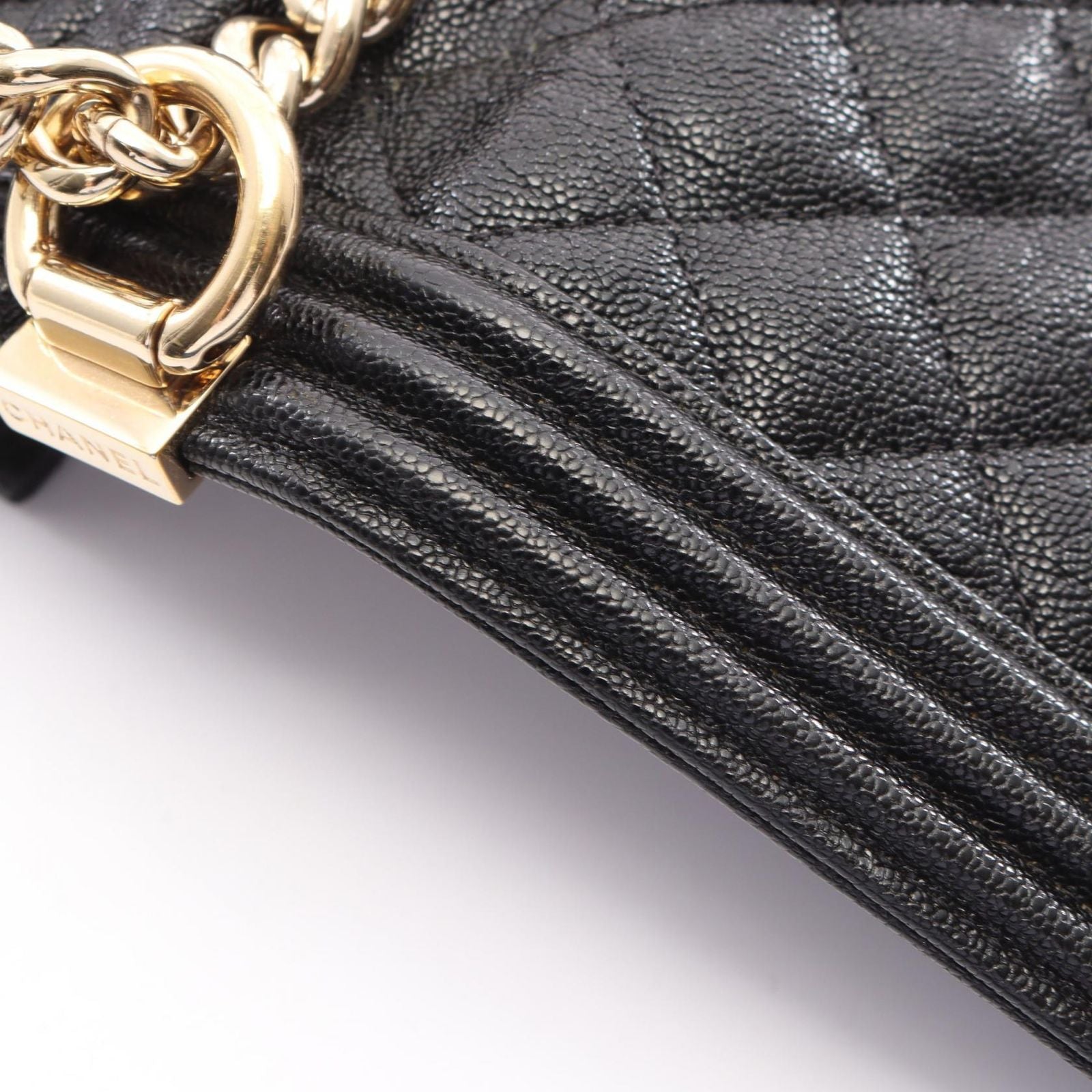 Chanel Shoulder Bag Boy Quilted Black Calf Boy Chain — view 7