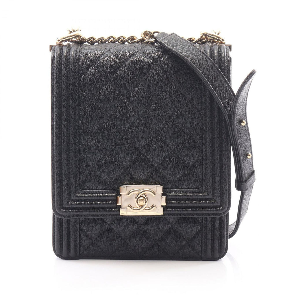 Chanel Shoulder Bag Boy Quilted Black Calf Boy Chain