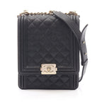 Chanel Shoulder Bag Boy Quilted Black Calf Boy Chain