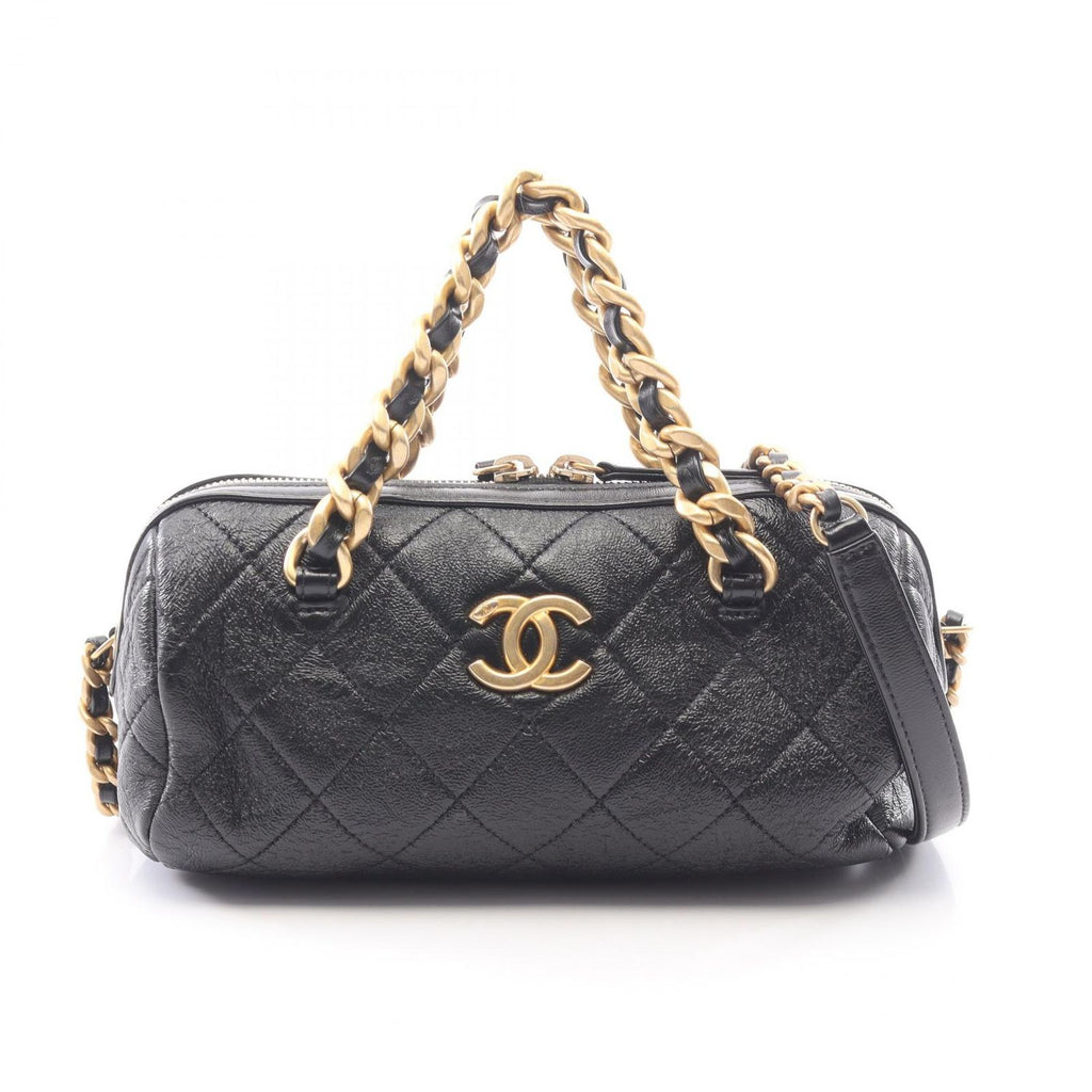 Chanel Shoulder Bag Quilted 2-Way Black Leather Small