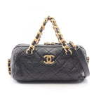 Chanel Shoulder Bag Quilted 2-Way Black Leather Small
