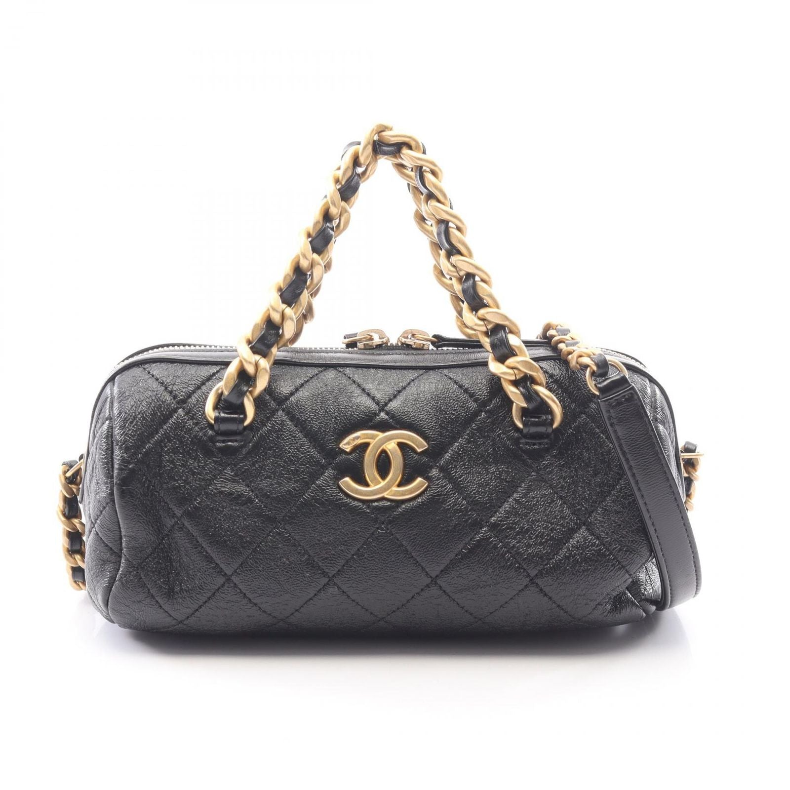 Chanel Shoulder Bag Quilted 2-Way Black Leather Small