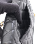 Chanel Shoulder Bag Quilted Black Caviar Leather Chain Wallet — view 6