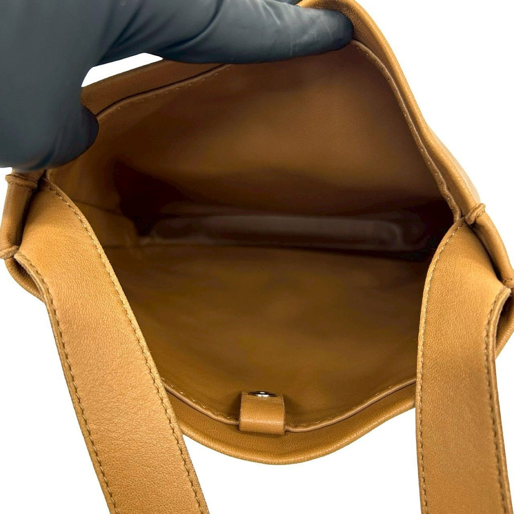 Hermes Clou de Selle Agno Milo Leather Shoulder Bag Pochette Brown — view 9