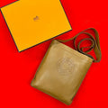 Hermes Clou de Selle Agno Milo Leather Shoulder Bag Pochette Brown