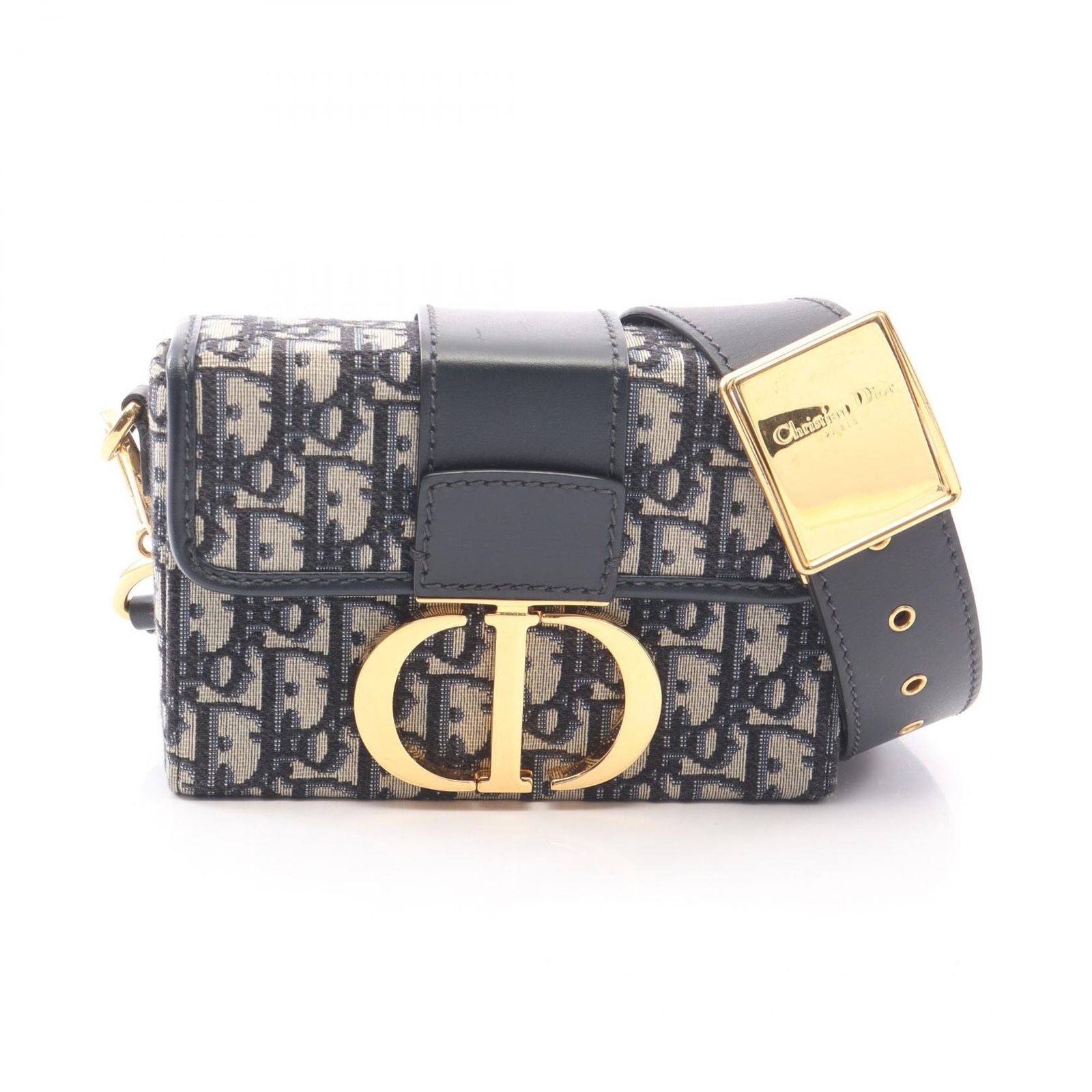 Dior Shoulder Bag 30 Montaigne Oblique Navy Canvas Leather 30
