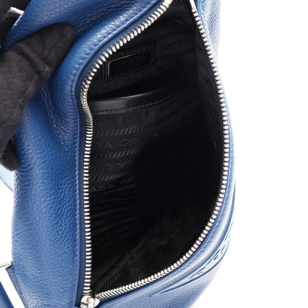 Prada Waist Bag Vitello Daino Blue Leather — view 3