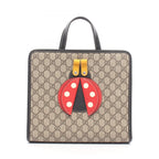 Gucci Tote Children's GG Supreme Ladybird Beige Black Canvas Leather
