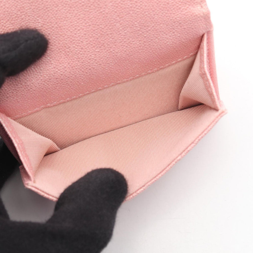 Chanel Trifold Wallet Classic Small Flap Quilted Metallic Pink Caviar Leather — view 4