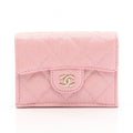 Chanel Trifold Wallet Classic Small Flap Quilted Metallic Pink Caviar Leather