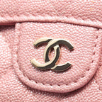 Chanel Trifold Wallet Classic Small Flap Quilted Metallic Pink Caviar Leather — view 7