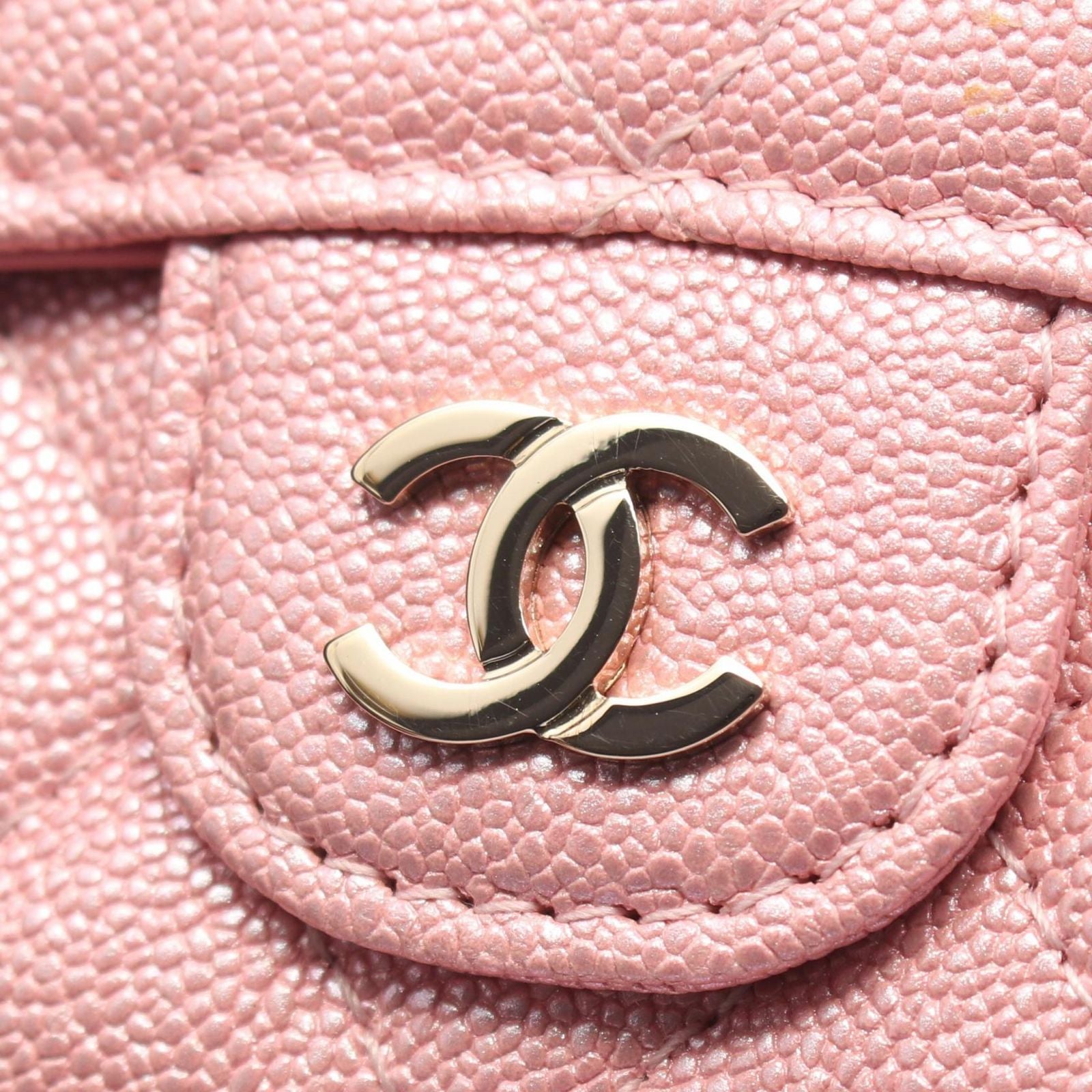 Chanel Trifold Wallet Classic Small Flap Quilted Metallic Pink Caviar Leather — view 7
