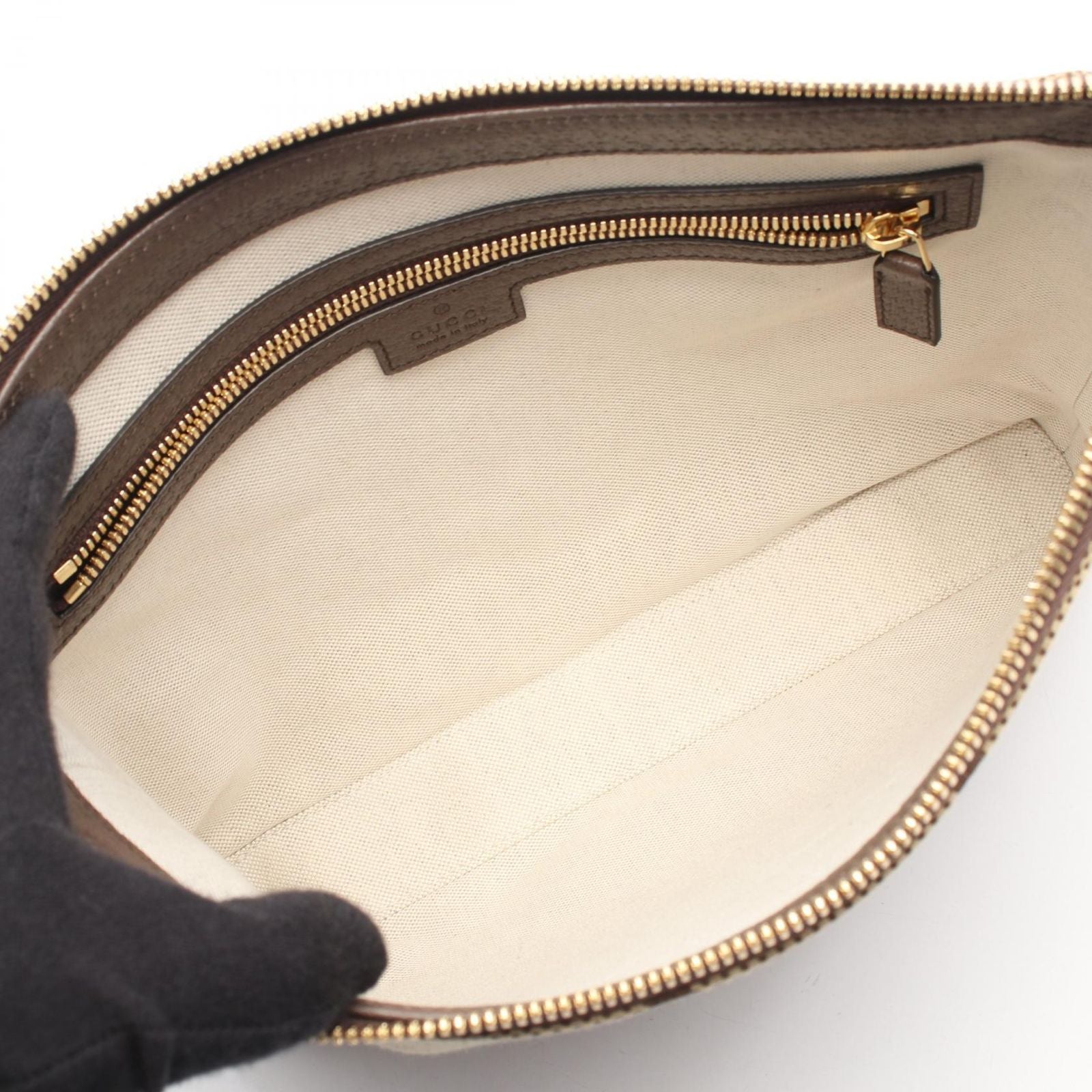 Gucci Shoulder Bag Jumbo GG Beige Dark Brown Canvas Leather — view 3