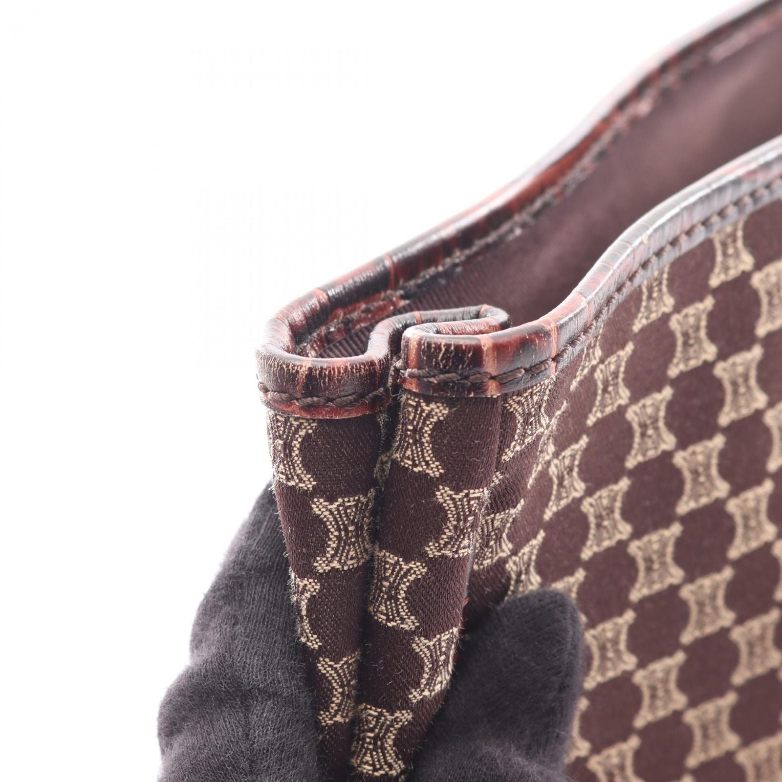 Celine Tote Macadam Dark Brown Canvas Leather — view 5