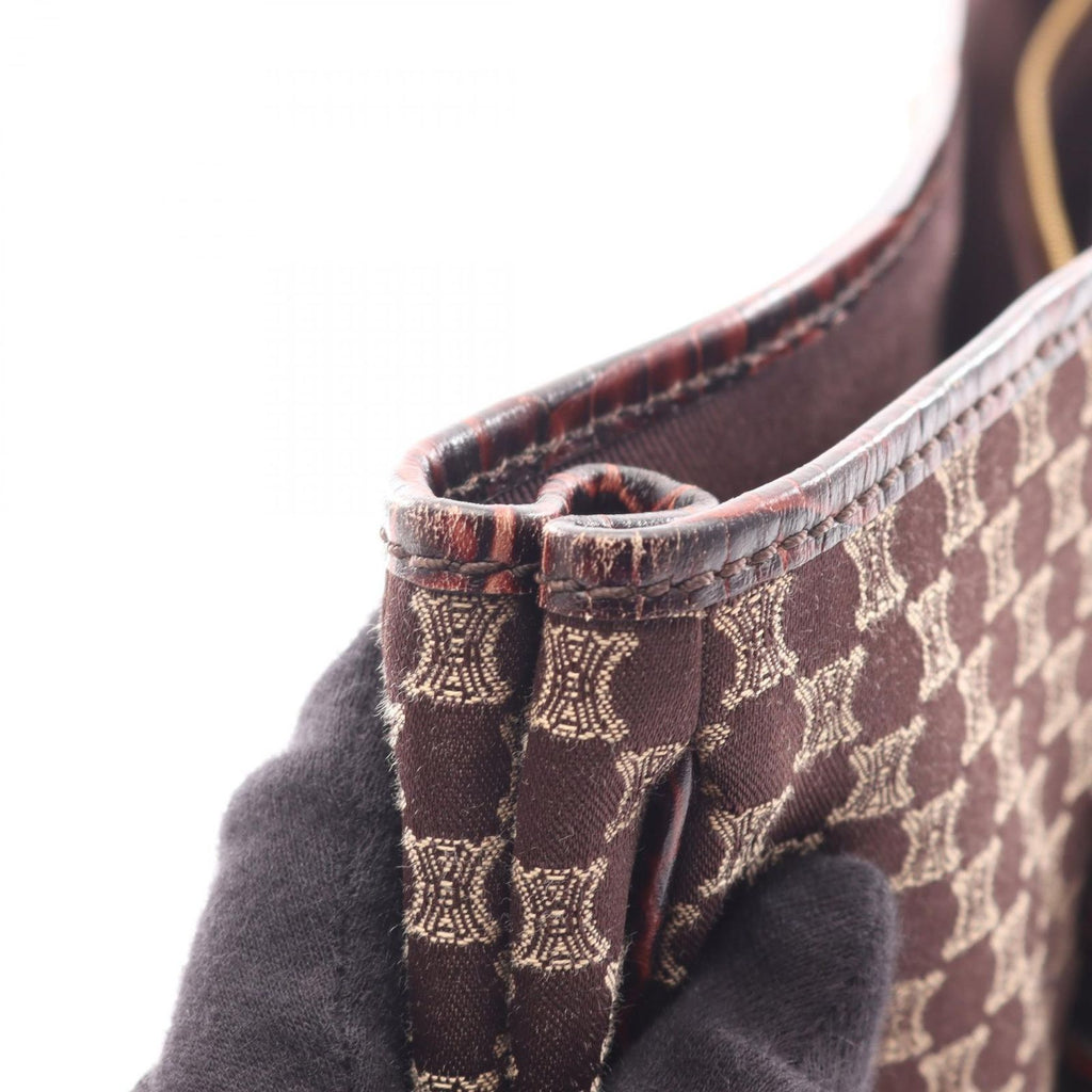 Celine Tote Macadam Dark Brown Canvas Leather — view 6