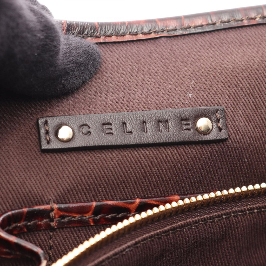 Celine Tote Macadam Dark Brown Canvas Leather — view 4