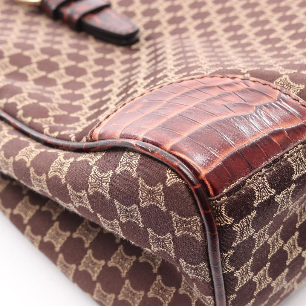 Celine Tote Macadam Dark Brown Canvas Leather — view 9