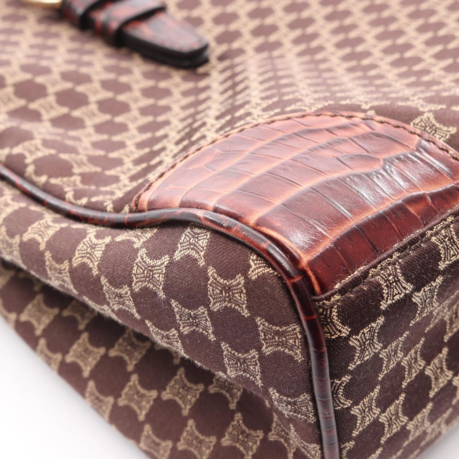 Celine Tote Macadam Dark Brown Canvas Leather — view 9