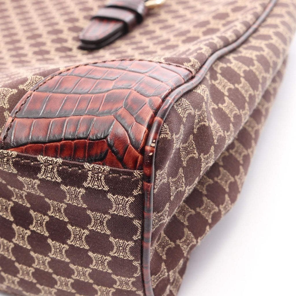 Celine Tote Macadam Dark Brown Canvas Leather — view 8