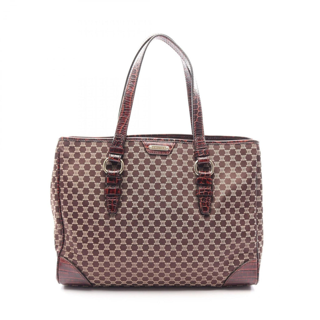 Celine Tote Macadam Dark Brown Canvas Leather