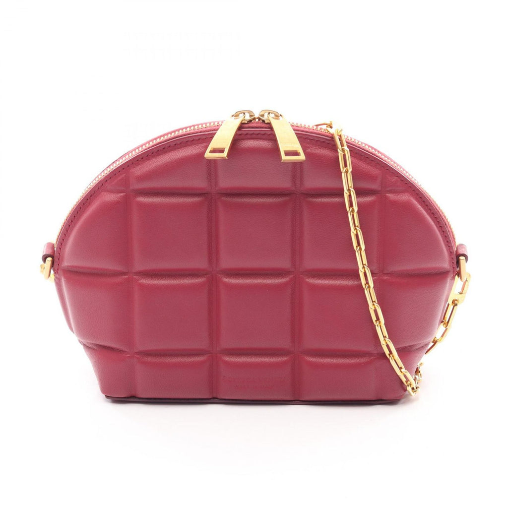 Bottega Veneta Shoulder Bag Padded Half Moon Winered Leather Chain