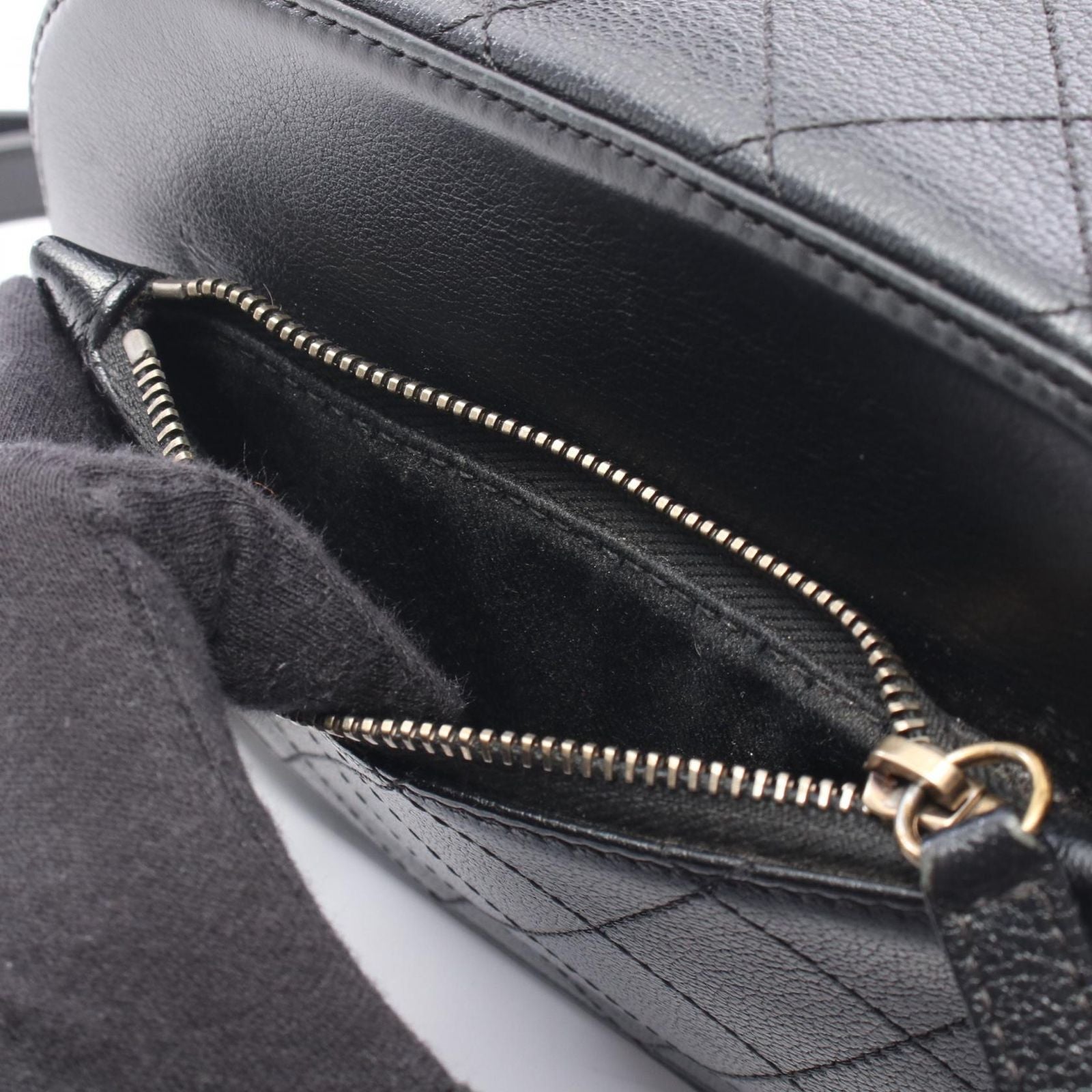 Chanel Shoulder Bag Quilted Top Handle 2-Way Black Leather Chain — view 6