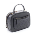 Chanel Shoulder Bag Quilted Top Handle 2-Way Black Leather Chain — view 2