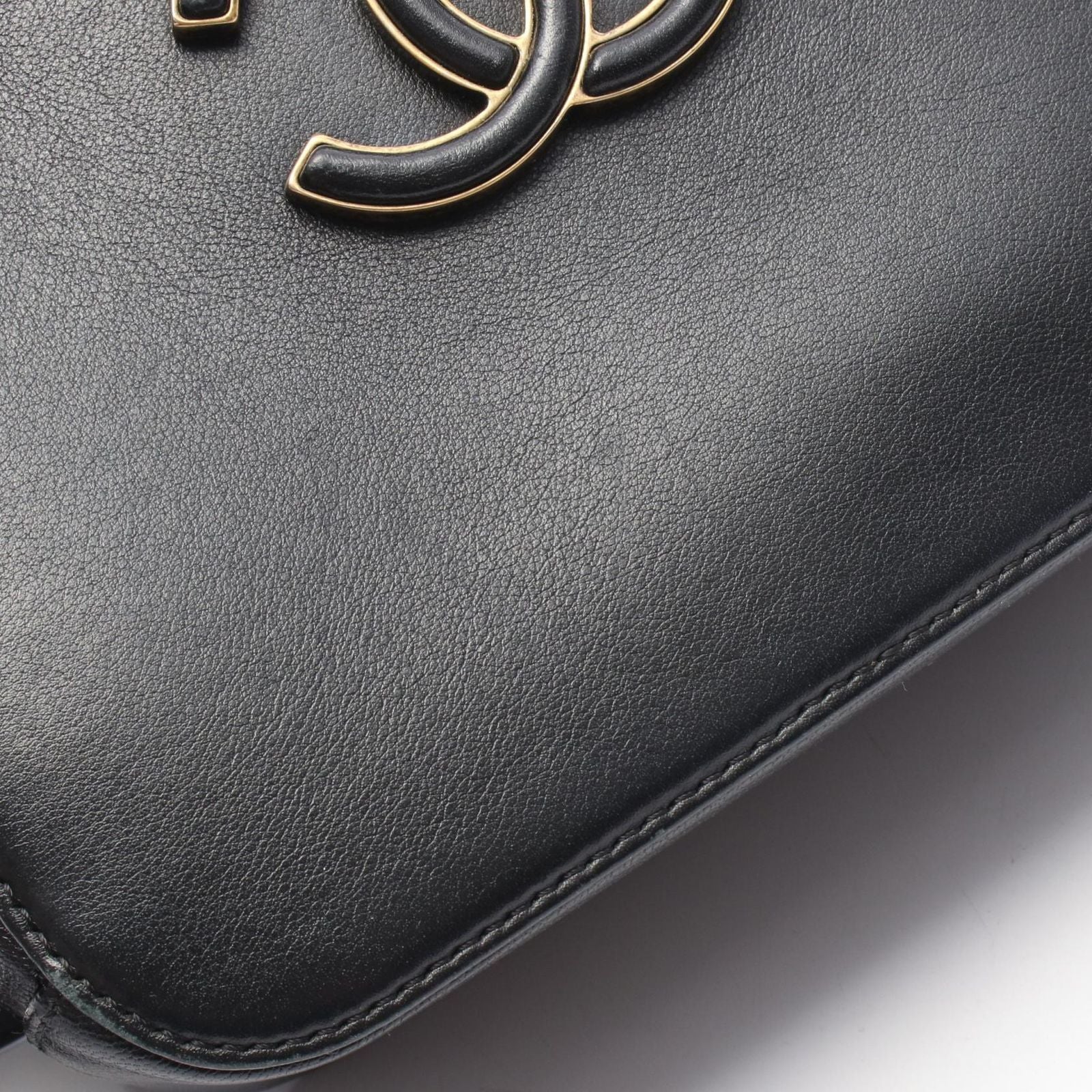 Chanel Shoulder Bag Quilted Top Handle 2-Way Black Leather Chain — view 8