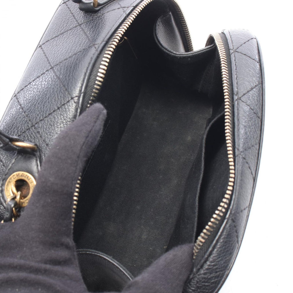 Chanel Shoulder Bag Quilted Top Handle 2-Way Black Leather Chain — view 3