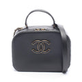 Chanel Shoulder Bag Quilted Top Handle 2-Way Black Leather Chain