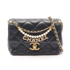 Chanel Shoulder Bag Quilted Mini Flap Black Lambskin Small Chain