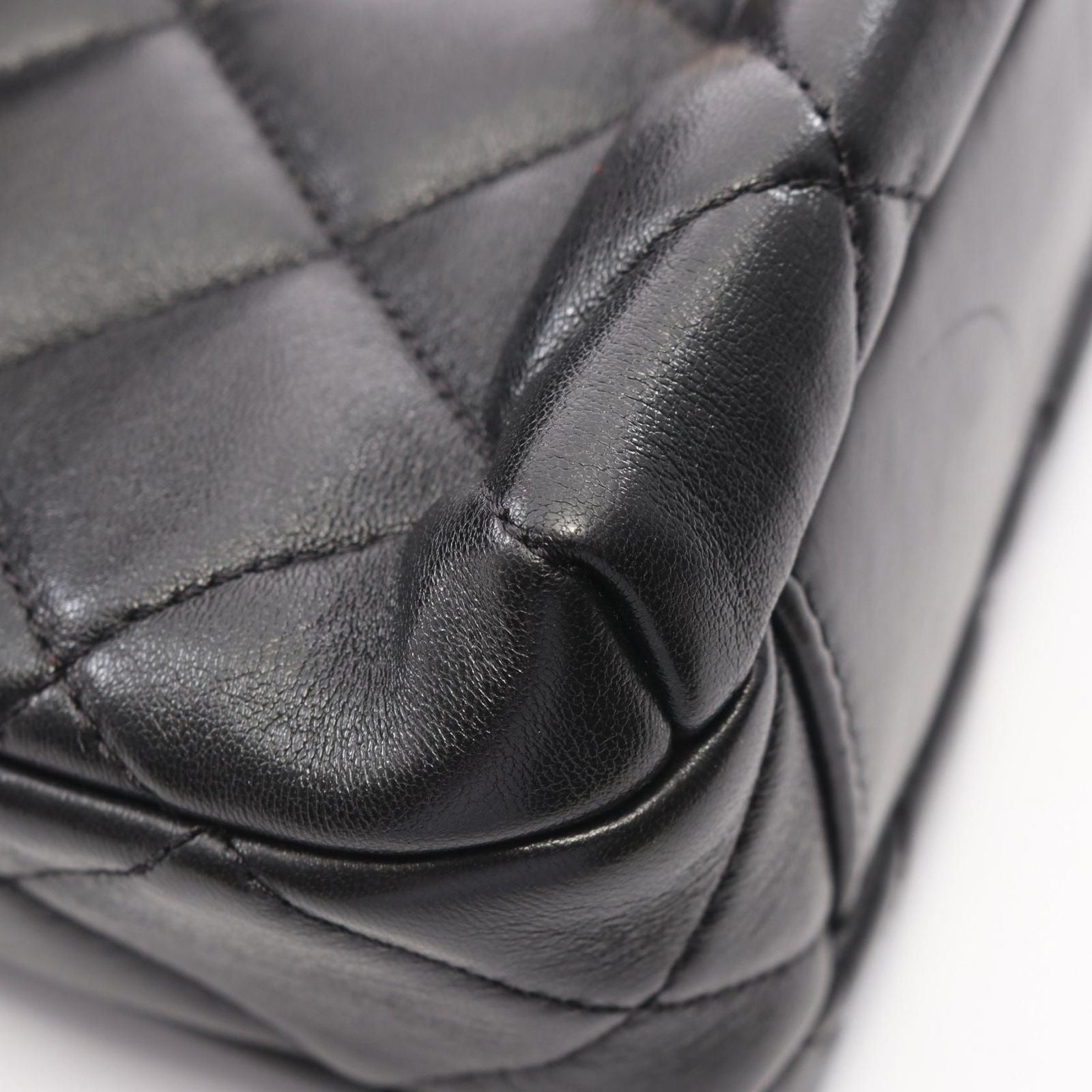 Chanel Shoulder Bag Quilted Mini Flap Black Lambskin Small Chain — view 6
