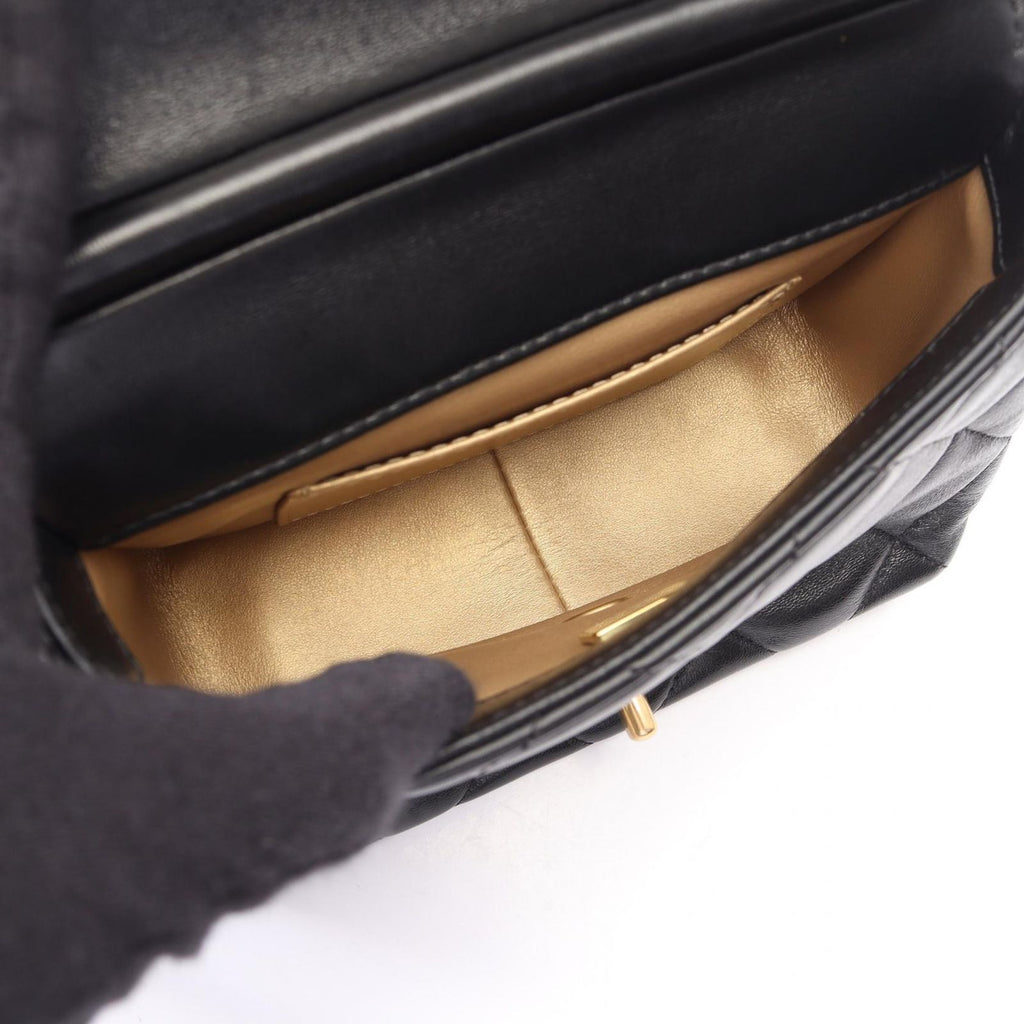Chanel Shoulder Bag Quilted Mini Flap Black Lambskin Small Chain — view 3
