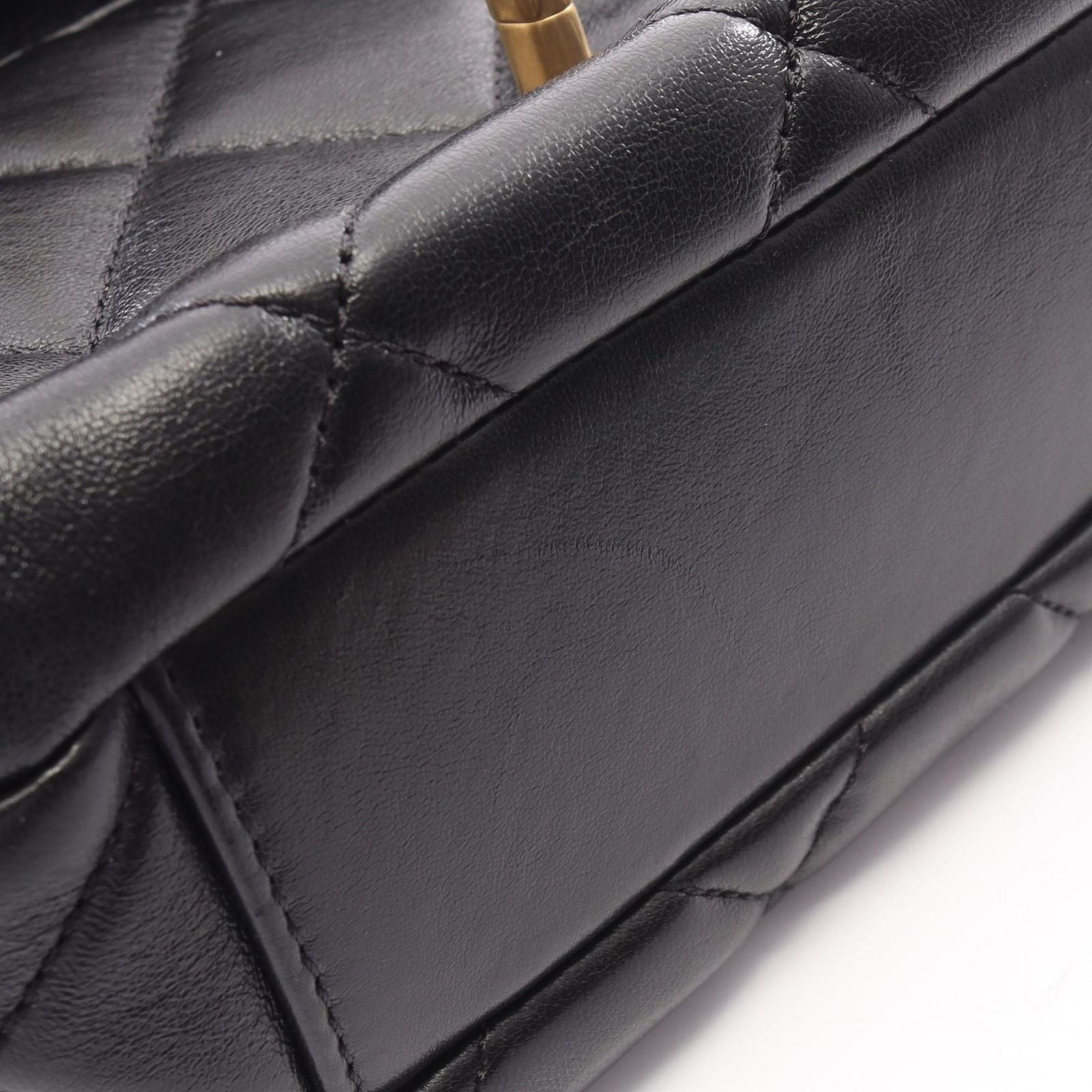 Chanel Shoulder Bag Quilted Mini Flap Black Lambskin Small Chain — view 7