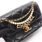 Chanel Shoulder Bag Quilted Mini Flap Black Lambskin Small Chain — view 8