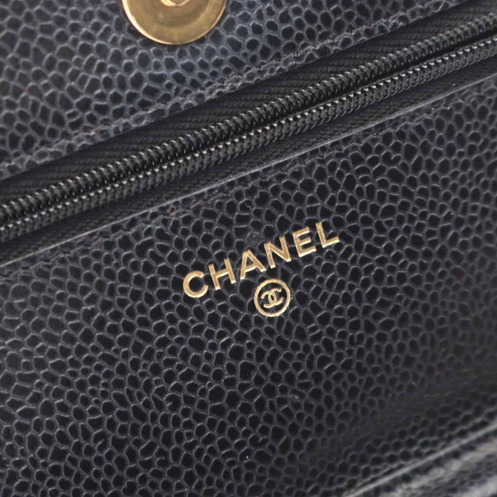 Chanel Shoulder Bag Quilted Black Calf Chain Wallet — view 4