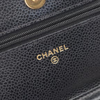 Chanel Shoulder Bag Quilted Black Calf Chain Wallet — view 4