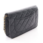 Chanel Shoulder Bag Quilted Black Calf Chain Wallet — view 2