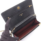 Chanel Shoulder Bag Quilted Black Calf Chain Wallet — view 3