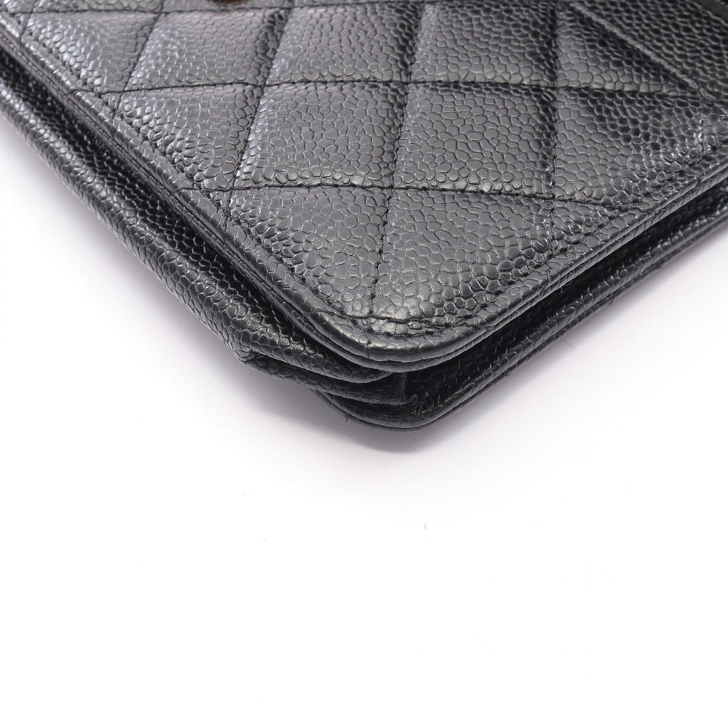 Chanel Shoulder Bag Quilted Black Calf Chain Wallet — view 7