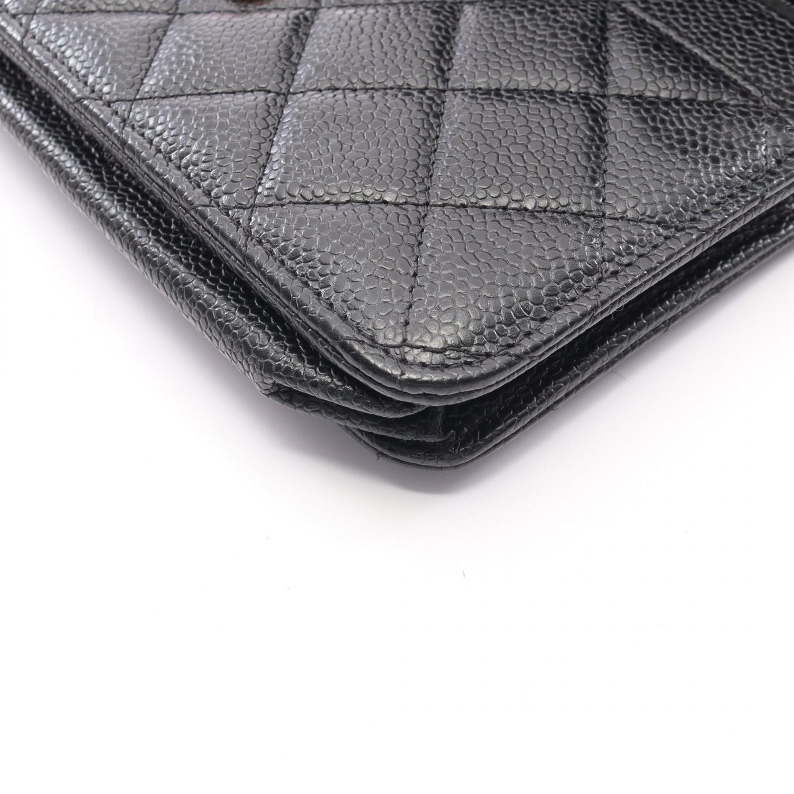 Chanel Shoulder Bag Quilted Black Calf Chain Wallet — view 7