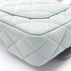 Chanel Shoulder Bag Mini Quilted Blue Gray Lambskin Chain — view 7
