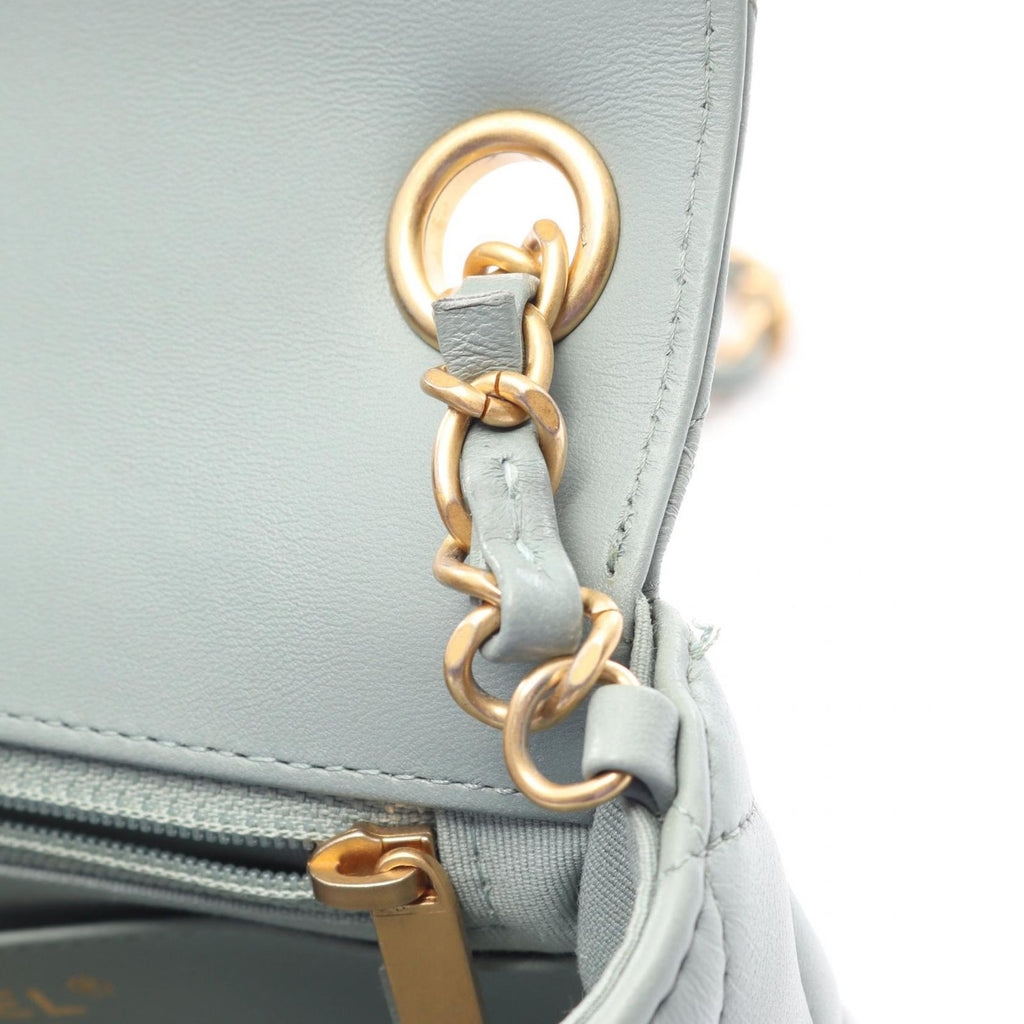 Chanel Shoulder Bag Mini Quilted Blue Gray Lambskin Chain — view 6