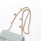 Chanel Shoulder Bag Mini Quilted Blue Gray Lambskin Chain — view 8