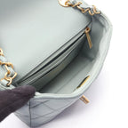 Chanel Shoulder Bag Mini Quilted Blue Gray Lambskin Chain — view 3