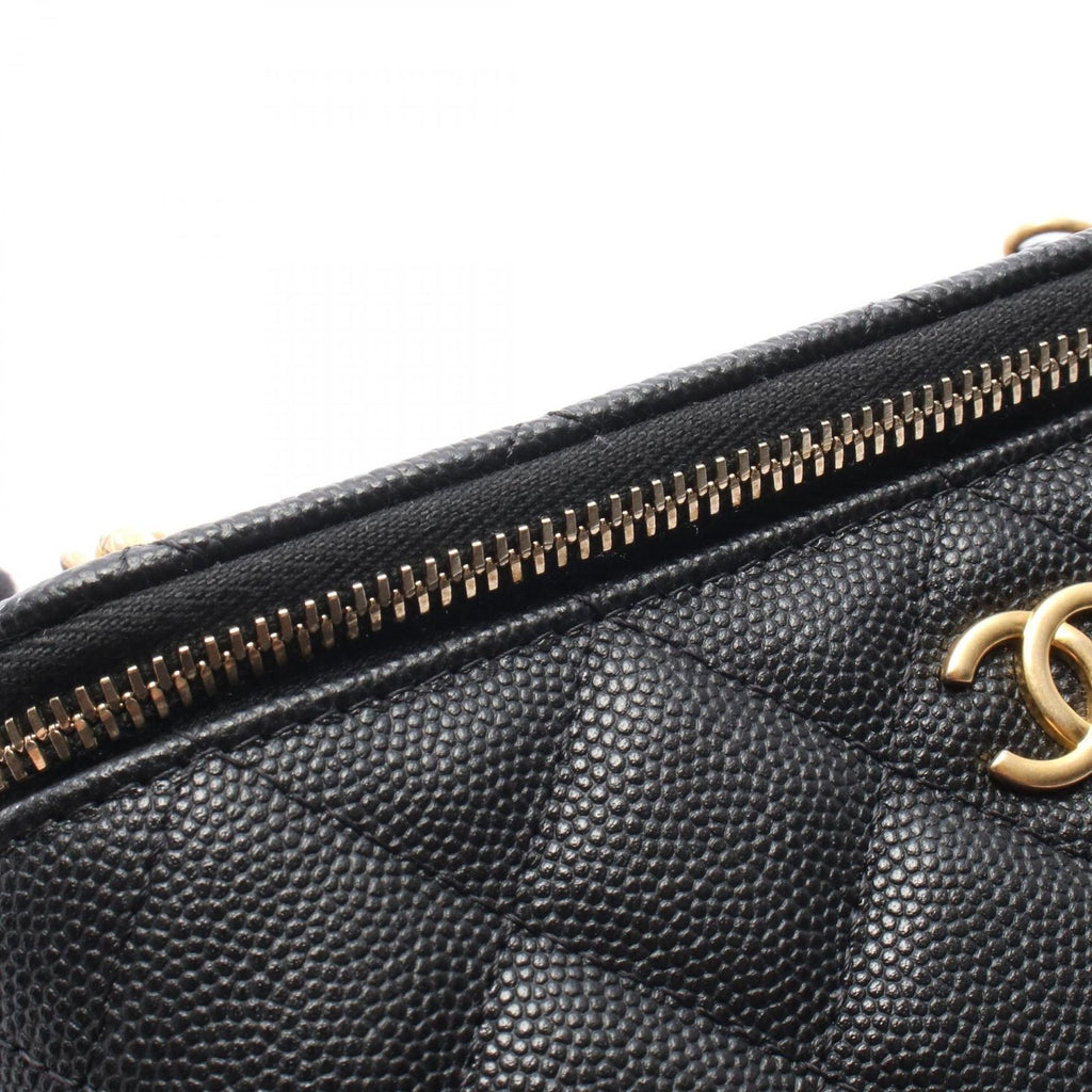 Chanel Shoulder Bag Quilted Vanity Black Calf Chain — view 9