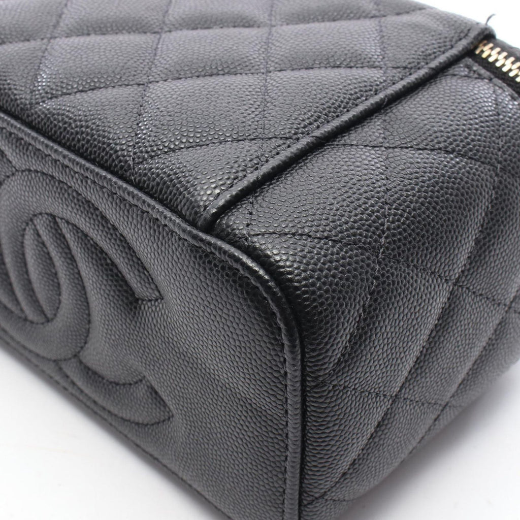 Chanel Shoulder Bag Quilted Vanity Black Calf Chain — view 7