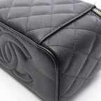 Chanel Shoulder Bag Quilted Vanity Black Calf Chain — view 7