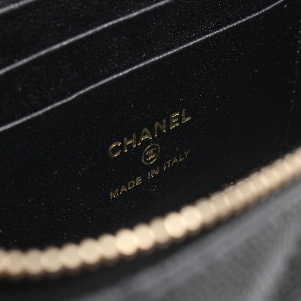 Chanel Shoulder Bag Quilted Vanity Black Calf Chain — view 4