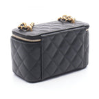 Chanel Shoulder Bag Quilted Vanity Black Calf Chain — view 2